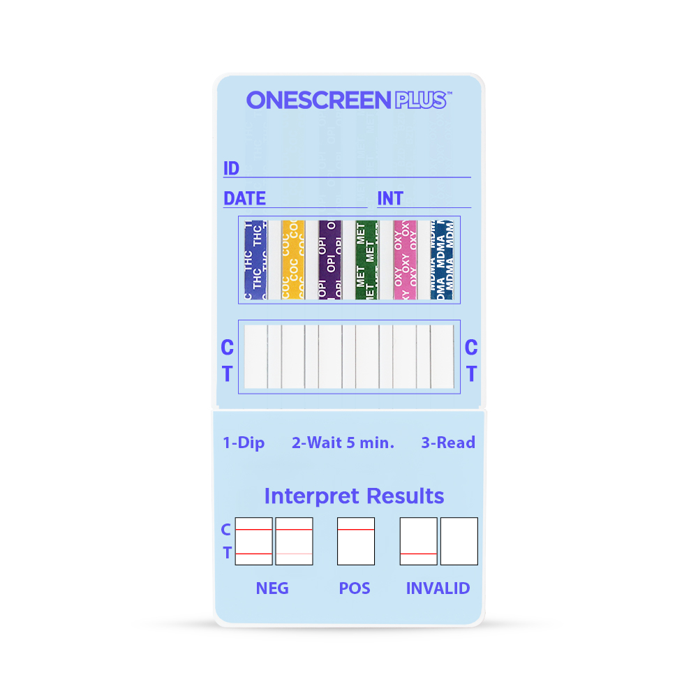 Onescreen - 12 Panel Dip Card <span style='font-size:11px; color:#7d7d7d;'><br>THC, COC, AMP, OPI, mAMP, PCP, BZO, MTD, MDMA, OXY, BUP, TCA</span>